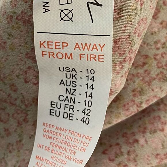 Nasty Gal Maxi Tea Dress Floral Print Button Down Puff Sleeve Size 10 - Picture 11 of 12